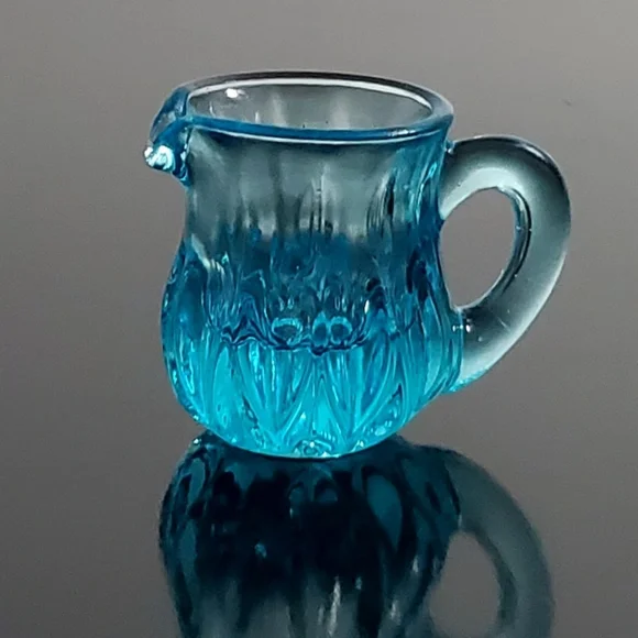 GLOWS Degenhart Aqua Blue Glass Mini Pitcher Toothpick Holder - Picture 11 of 12